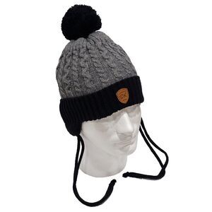 Somaler Kids SK Beanie Toque (Strings & Pom Pom) Gray Black One Size Fits Most
